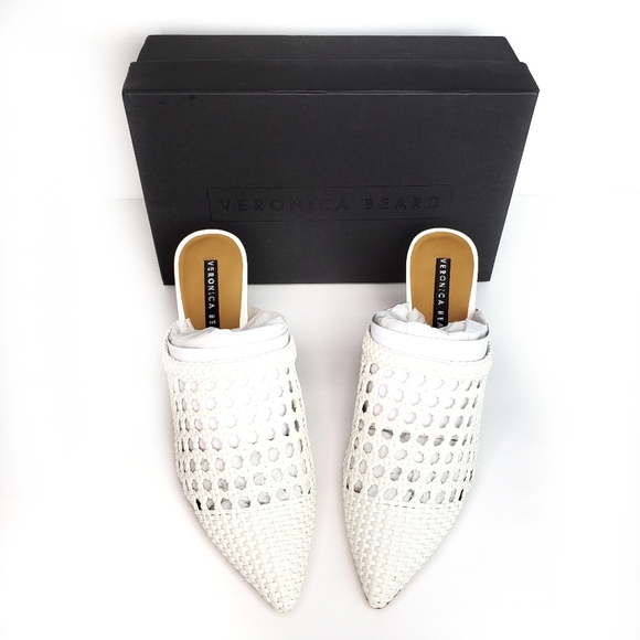 NIB Veronica Beard Woven Pointy Toe Mules Heels 11 - Picture 6 of 8